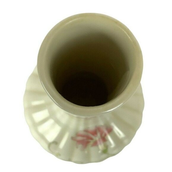 Toyo Morning Glory Bud Vase 6 inch Ceramic Pink Floral Design By Magie Japan - Picture 5 of 7